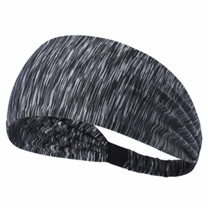 Wide sweat-wicking sport headband for all athletic activities - full view black