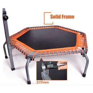 50 Inch Fold Fitness Trampoline with Adjustable Handrail, Elastic Rope and Mobile Phone Holder