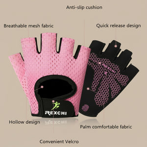 Summer Women Men Silicone Non-Slip Sweat-Proof Breathable Fitness Sports Outdoor Bike Half-Finger Gloves Gym Power Bicycle Glove