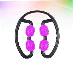 Leg Massage Stick with Four Separate Wheels and Non-Slip Handle for Muscle Relaxation and Home Gym Workout Adjustable PP Material Clamp for Arms and Shoulders