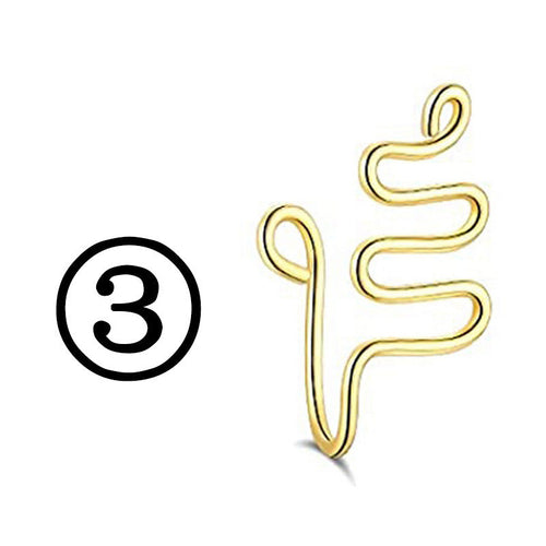 New Twisted Geometric Hollow Stainless Steel Non-hole Fake Nose