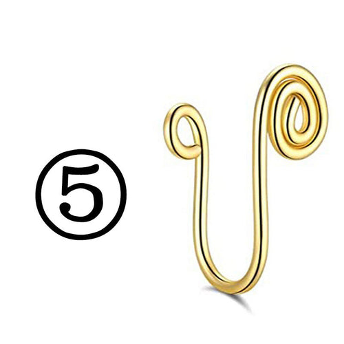 New Twisted Geometric Hollow Stainless Steel Non-hole Fake Nose