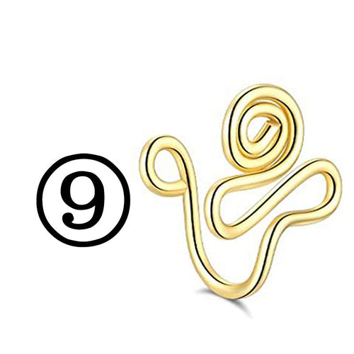 New Twisted Geometric Hollow Stainless Steel Non-hole Fake Nose