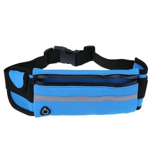 Velocity water-resistant sports running belt and fanny pack - full product view blue colour