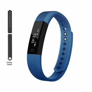 Smart Fit activity tracker and smart watch - full product view with an extra band blue in color
