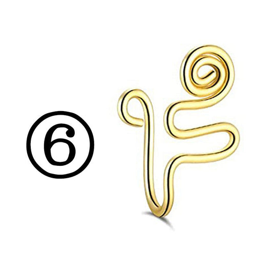 New Twisted Geometric Hollow Stainless Steel Non-hole Fake Nose