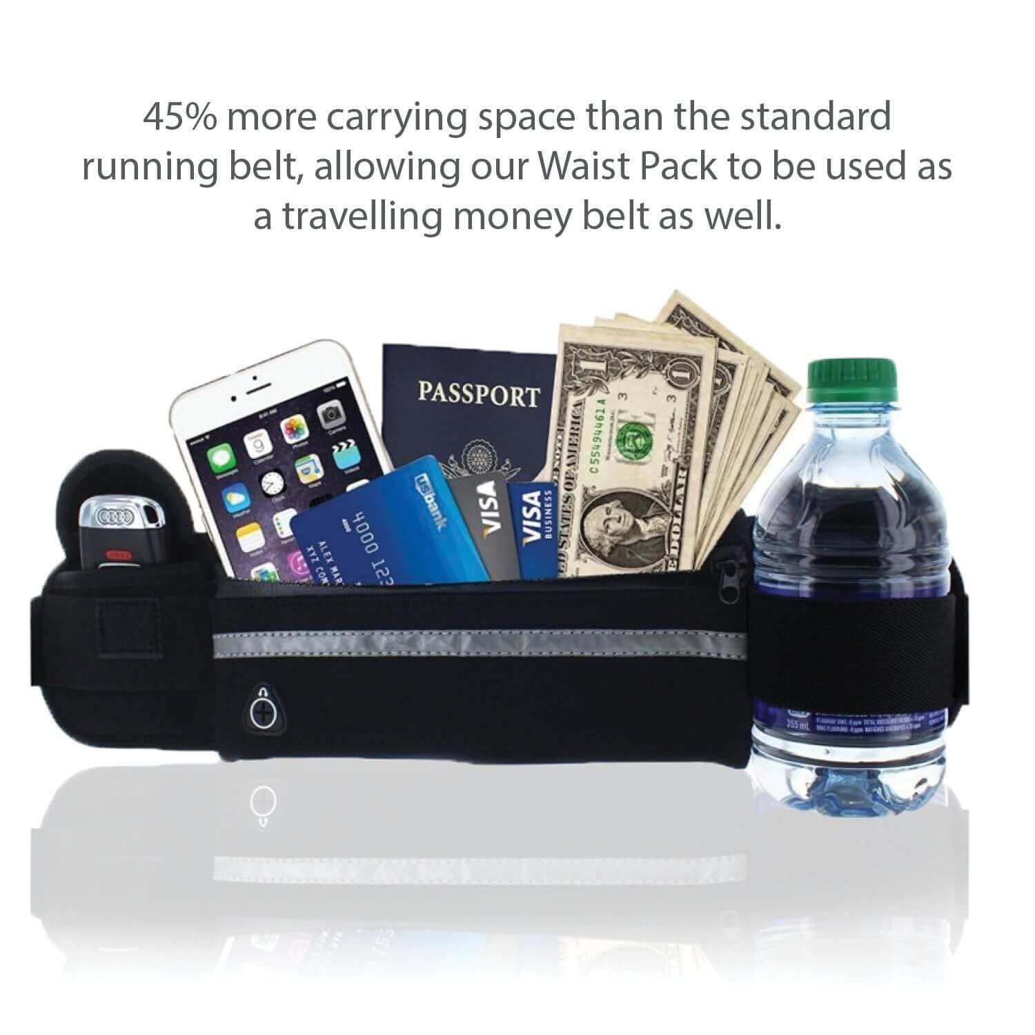 Running belt and fanny pack worn during outdoor sports - lifestyle shot