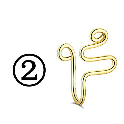 New Twisted Geometric Hollow Stainless Steel Non-hole Fake Nose