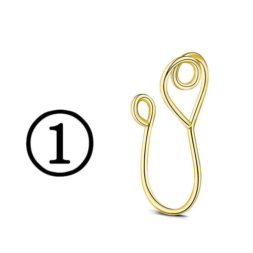 New Twisted Geometric Hollow Stainless Steel Non-hole Fake Nose