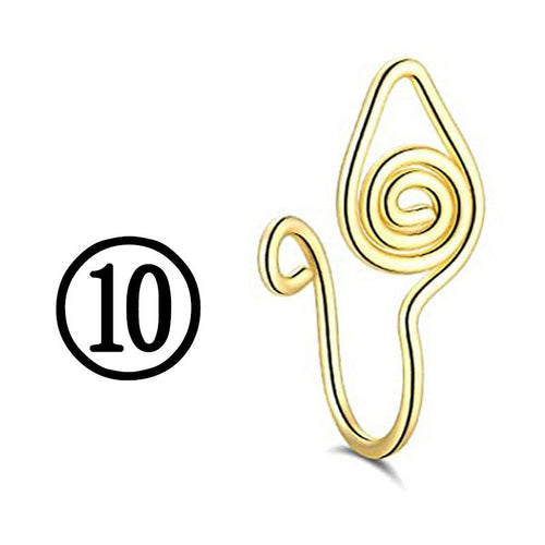 New Twisted Geometric Hollow Stainless Steel Non-hole Fake Nose