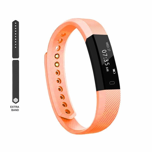 Smart Fit activity tracker and smart watch - full product view with an extra band orange in color